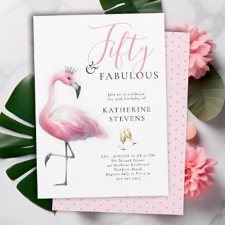 50 und Fabulous Pink Flamingo Tiara 50. Geburtstag Einladung