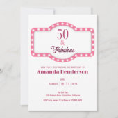 50 und Fabulous Pink Geburtstag Einladung (Vorderseite)