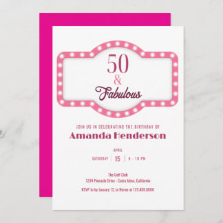 50 und Fabulous Pink Geburtstag Einladung
