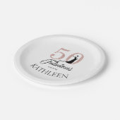 50 und Fabulous Pink Glitzer Individuelle Name Pappteller (Schrägansicht)