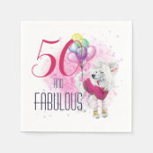 50 und Fabulous Pink Hund mit Balloons Wasserfarbe Serviette (Vorderseite)