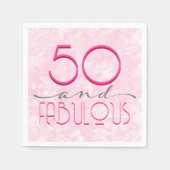 50 und Fabulous Pink Retro Typografie Party Serviette (Vorderseite)