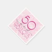 50 und Fabulous Pink Retro Typografie Party Serviette (Ecke)