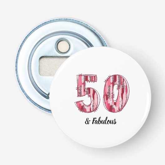 50 und Fabulous Pink und Leopard Pinselstriche Flaschenöffner (Vorderseite)