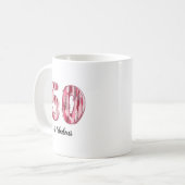 50 und Fabulous Pink und Leopard Pinselstriche Kaffeetasse (Vorderseite Links)