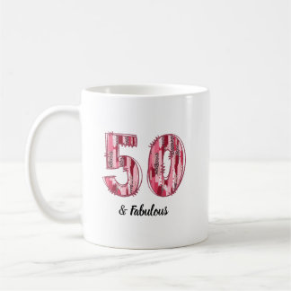 50 und Fabulous Pink und Leopard Pinselstriche Kaffeetasse