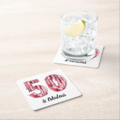 50 und Fabulous Pink und Leopard Pinselstriche Rechteckiger Pappuntersetzer (Vor Ort)