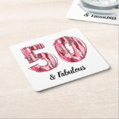 50 und Fabulous Pink und Leopard Pinselstriche Rechteckiger Pappuntersetzer (angewinkelt)
