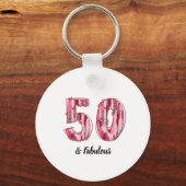 50 und Fabulous Pink und Leopard Pinselstriche Schlüsselanhänger (Vorderseite)