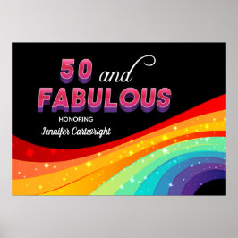 50 und Fabulous Rainbow 50. Geburtstagsparty Poster
