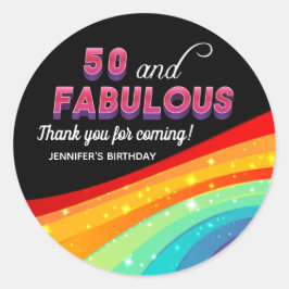 50 und Fabulous Rainbow 50. Geburtstagsparty Runder Aufkleber