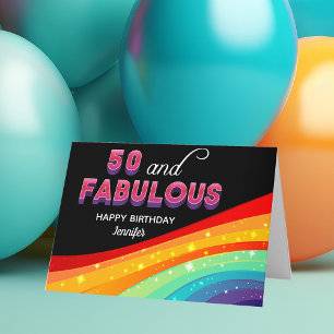 50 und Fabulous Rainbow Custom Chic 50. Geburtstag Karte