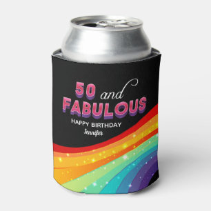 50 und Fabulous Rainbow Sparkle Geburtstagsparty Dosenkühler