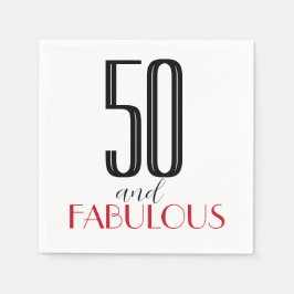 50 und Fabulous Retro Birthday Red Black Serviette