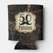 50 und Fabulous Retro Mustache Vintage Karte Dosenkühler (Rückseite)