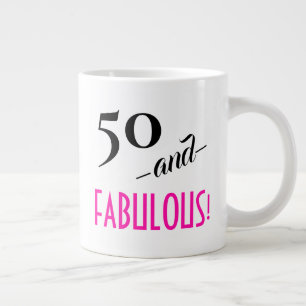 50 und FABULOUS! Retro Typografie 50. Geburtstag Jumbo-Tasse