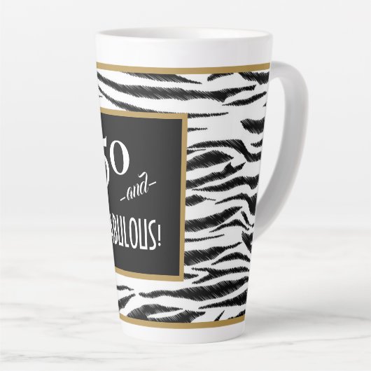 50 und FABULOUS! Retro Zebra Streifen 50. Geburtst Milchtasse (Rechte Ecke)