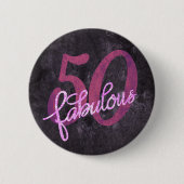 50 und Fabulous | Rosa und Lila Jewel Tone Party Button (Vorderseite)