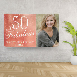 50 und Fabulous Rose Gold Metallic Foto Banner
