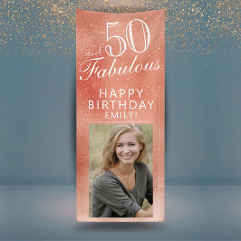 50 und Fabulous Rose Gold Metallic Foto Banner