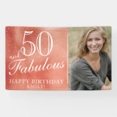 50 und Fabulous Rose Gold Metallic Foto Banner (Horizontal)