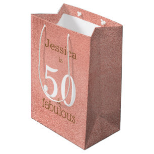 50 und Fabulous Roségold Einfache 50. Geburtstag Mittlere Geschenktüte