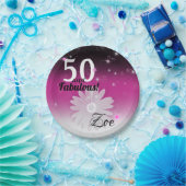 50 und Fabulous schwarz, rosa und weiß mit Sternen Pappteller (Party)