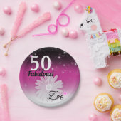 50 und Fabulous schwarz, rosa und weiß mit Sternen Pappteller (Party)