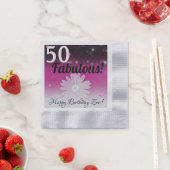 50 und Fabulous schwarz, rosa und weiß mit Sternen Serviette (Beispiel)