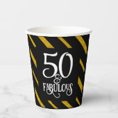 50 und Fabulous schwarz und gold gestreift Pappbecher (Vorderseite)