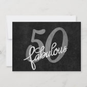 50 und Fabulous | Schwarzer und Silbergrauer Grung Einladung (Vorderseite)