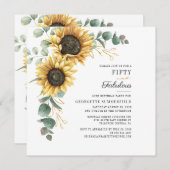 50. und fabulous Sonnenblume Eukalyptus 50. Geburt Einladung (Vorne/Hinten)