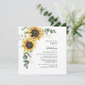 50. und fabulous Sonnenblume Eukalyptus 50. Geburt Einladung (Stehend Vorderseite)