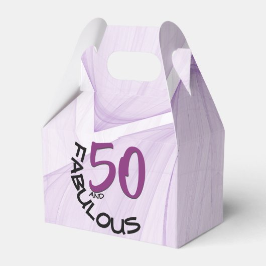 50 und Fabulous | Thema Lila und schwarz zum Gebur Geschenkschachtel (Rückseite)
