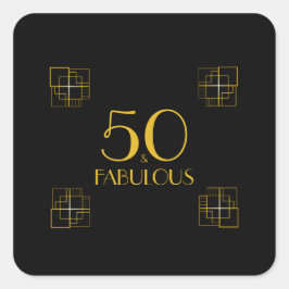 50 und Fabulous | Typografie 50. Geburtstag Quadratischer Aufkleber