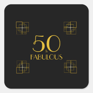 50 und Fabulous Typografie 50. Geburtstag Quadratischer Aufkleber