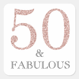 50 und Fabulous   Typografie 50. Geburtstag Quadratischer Aufkleber