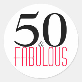 50 und Fabulous | Typografie 50. Geburtstag Runder Aufkleber
