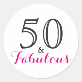 50 und Fabulous | Typografie 50. Geburtstag Runder Aufkleber