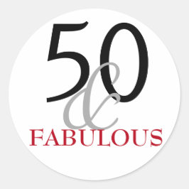 50 und Fabulous | Typografie 50. Geburtstag Runder Aufkleber