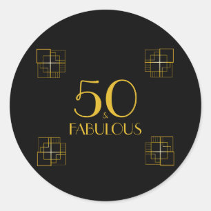 50 und Fabulous Typografie 50. Geburtstag Runder Aufkleber