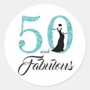 50 und Fabulous Typografie 50. Geburtstag Runder Aufkleber