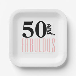 50 und Fabulous Typografie 50. Pink Geburtstag Pappteller