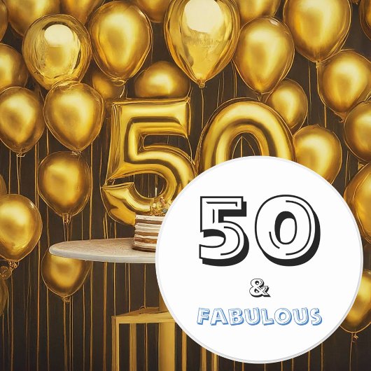 50 und Fabulous Typografy Birthday Runder Aufkleber