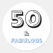 50 und Fabulous Typografy Birthday Runder Aufkleber (Vorderseite)