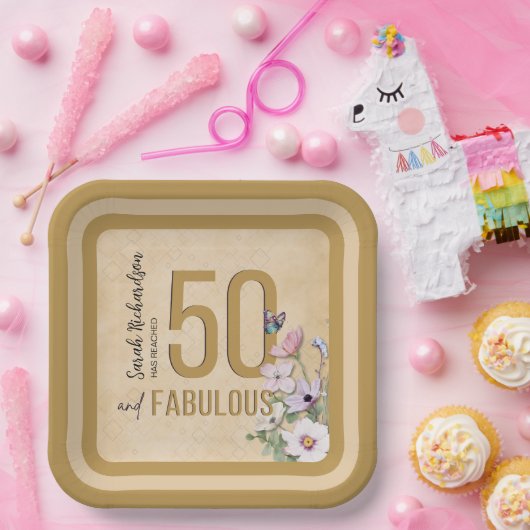 50 und Fabulous Wildblume Pappteller (Party)