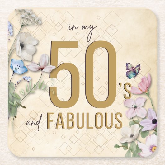 50 und Fabulous Wildblume Rechteckiger Pappuntersetzer (Vorderseite)