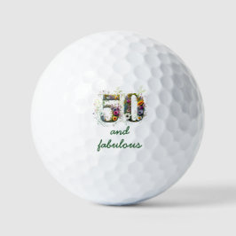 50 und Fabulous Wildblume Text Golfball