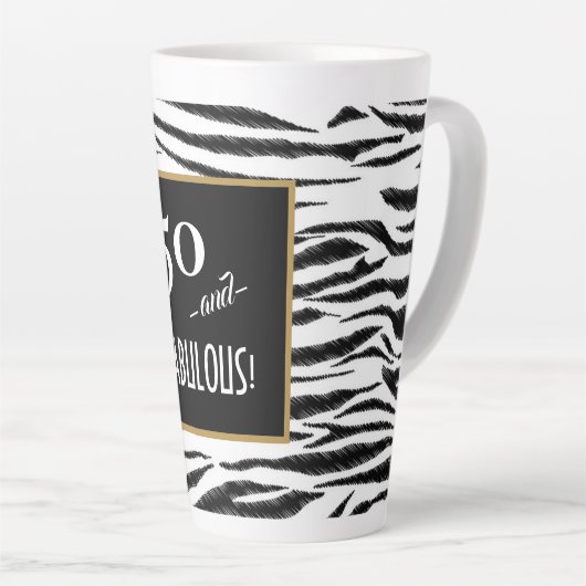 50 und FABULOUS Zebra Print Retro Menu Board Milchtasse (Rechte Ecke)