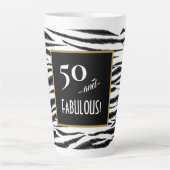 50 und FABULOUS Zebra Print Retro Menu Board Milchtasse (Vorderseite)